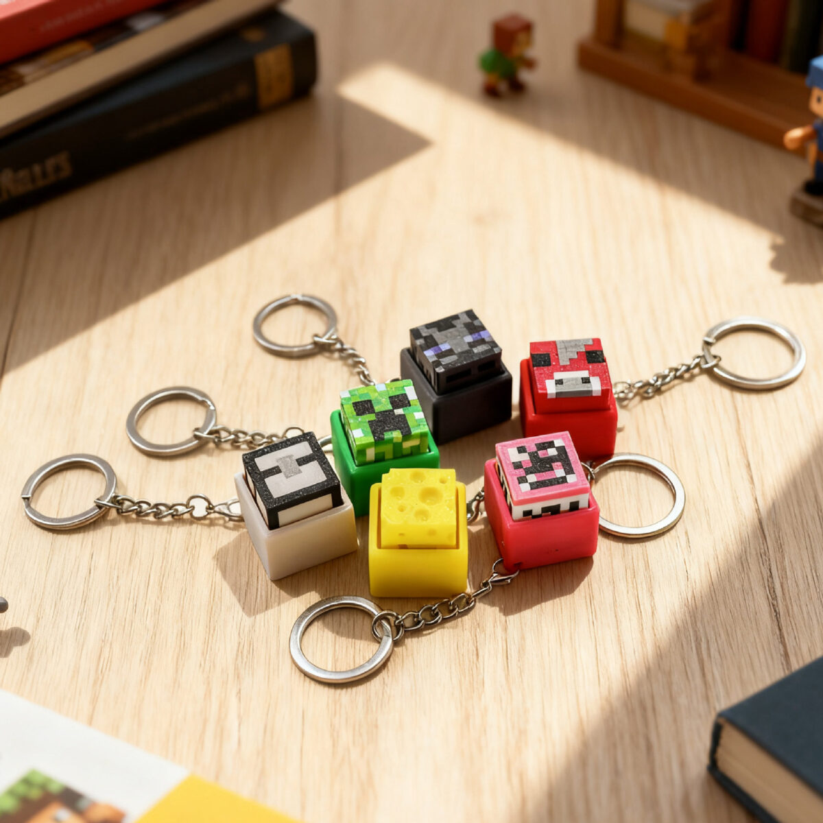 Minecraft Fidget Button Keychain